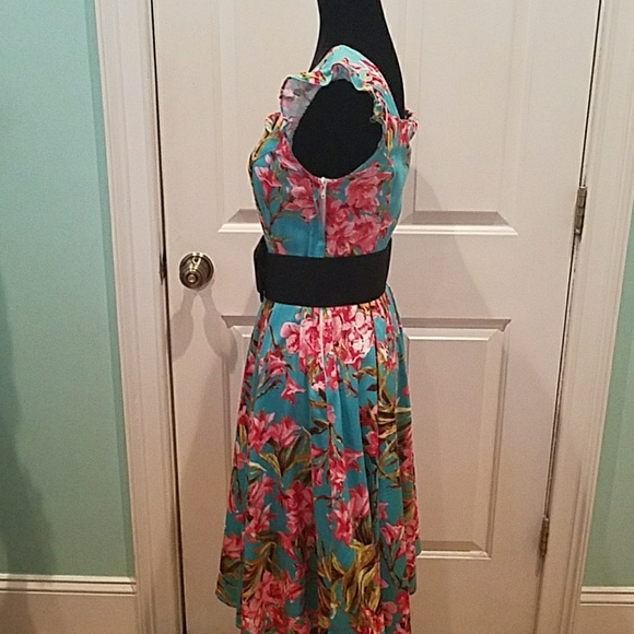 TROPICAL PRINT 50'S STYLE SUN DRESS - Picture 4 of 8